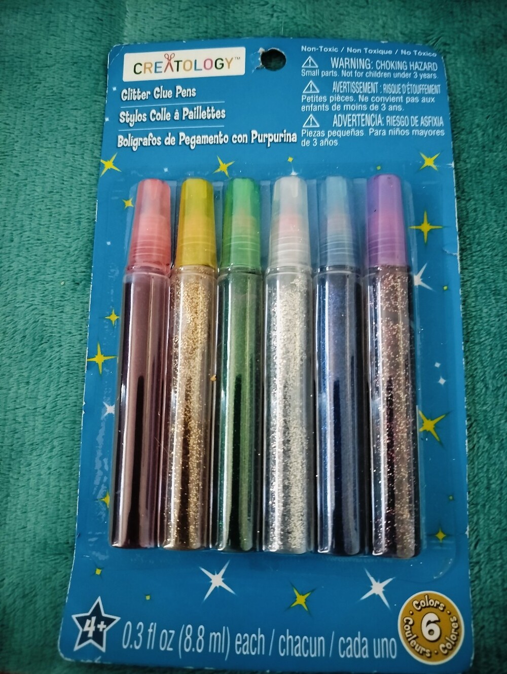 Glitter Glue Pens - 6 Color Set (Gold, Silver, Green, Blue, Pink, Bronze)